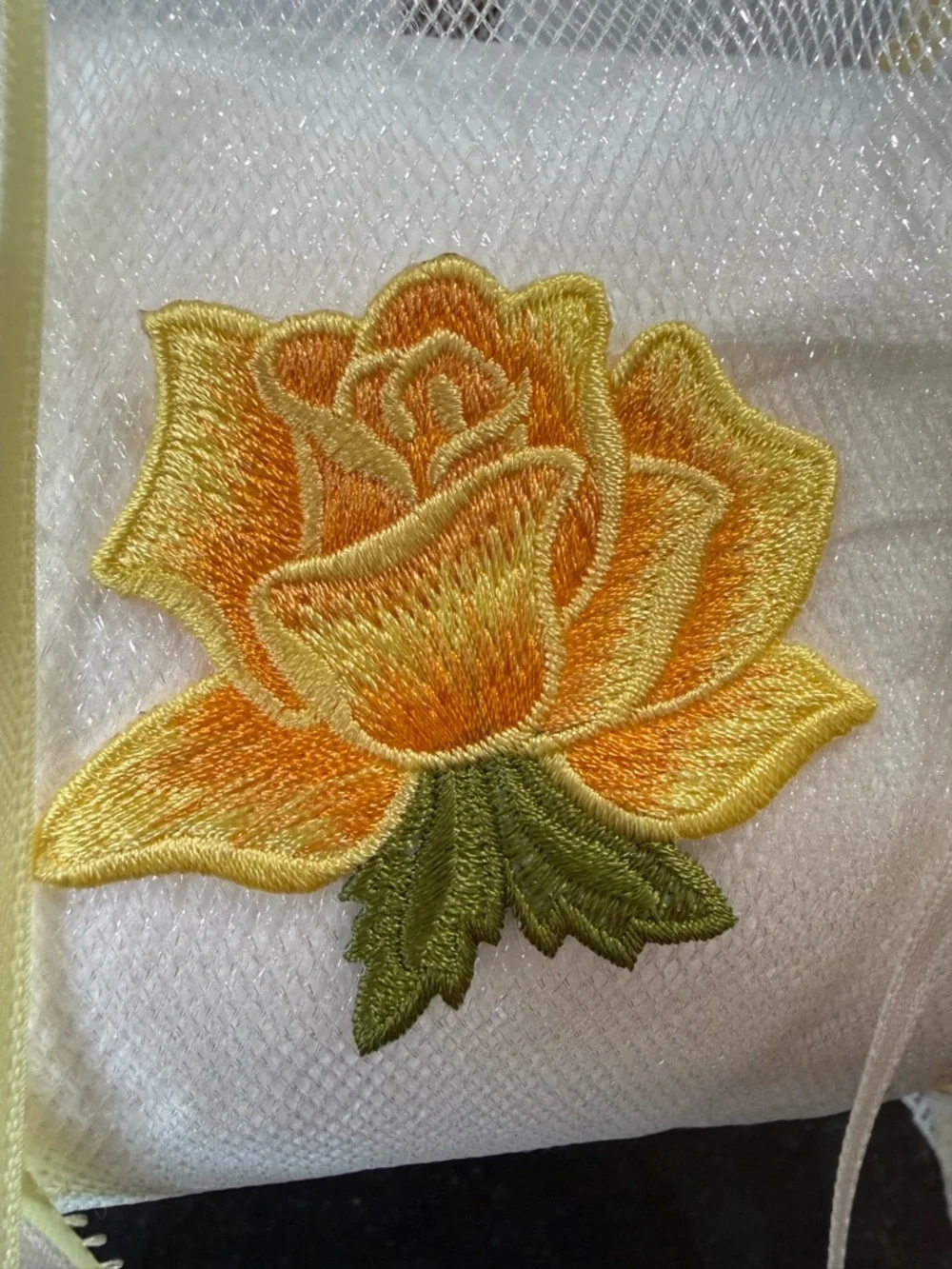 🌼 Hand Crafted Yellow Rose Embroidered Lace Hand Towel & Toilet Paper Holder 🌼